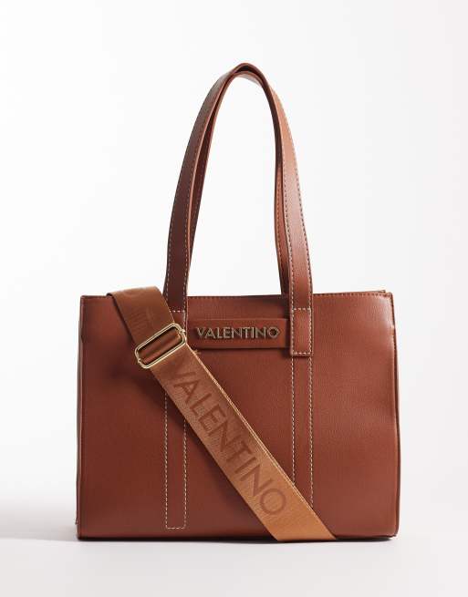 Valentino Aury Re shopper tote bag with crossbody strap in brown - BROWN