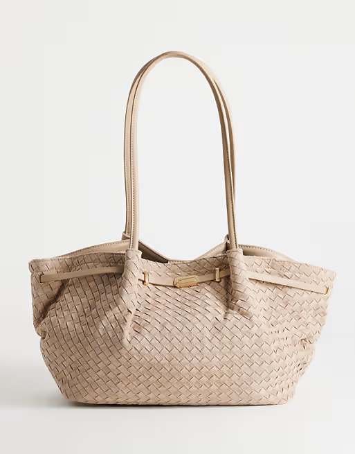 New Look slouch weave tote in mink