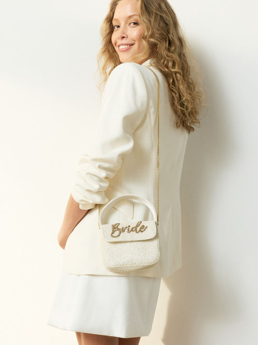 Ivory Beaded Bride Hand Held Bag