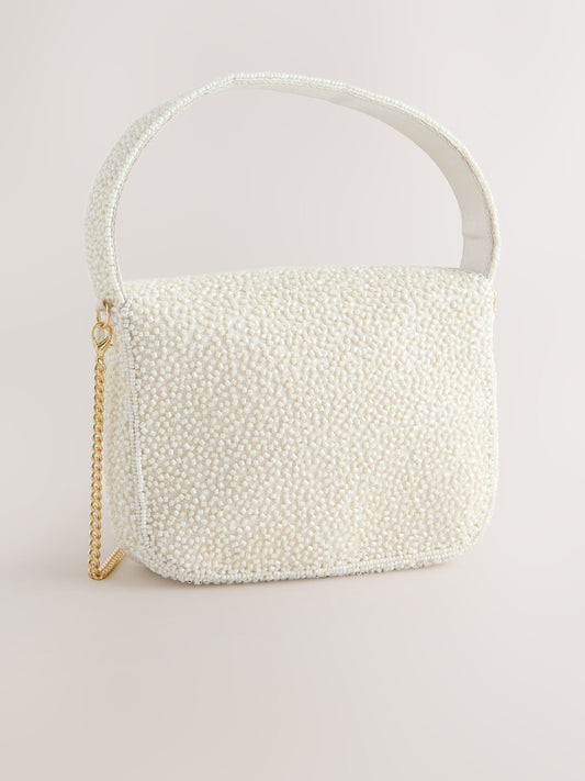 Ivory Beaded Bride Hand Held Bag
