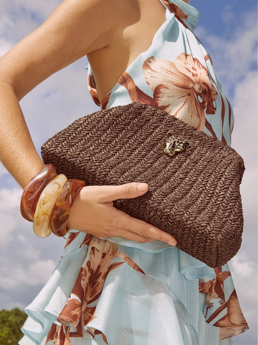 Lipsy Natural Raffia Clutch Bag