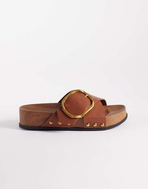 Foster clog mule sandal in tan