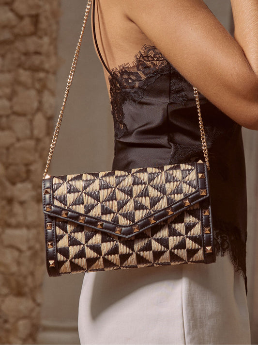 Lipsy Raffia Mono Envelope Clutch Bag