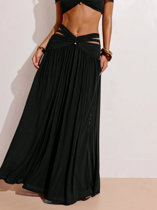 A Line Maxi Skirt With Twist Detail