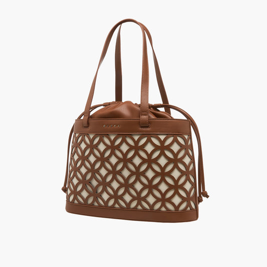 Sasha Kod Cutwork Detail Shoulder Bag with Drawstring Closure