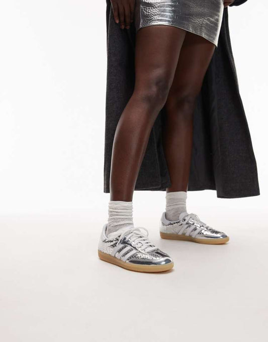 adidas Originals Samba OG trainers in metallic silver croc print