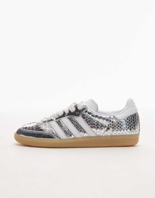 adidas Originals Samba OG trainers in metallic silver croc print