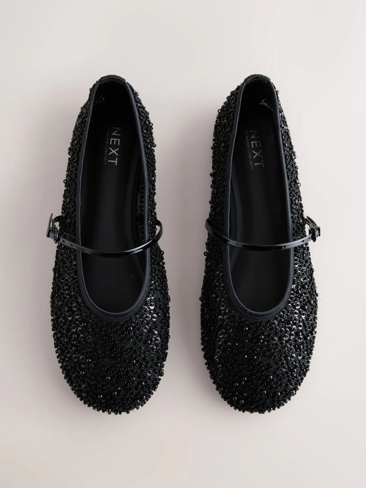 Black Forever Comfort® Beaded Maryjane Shoes