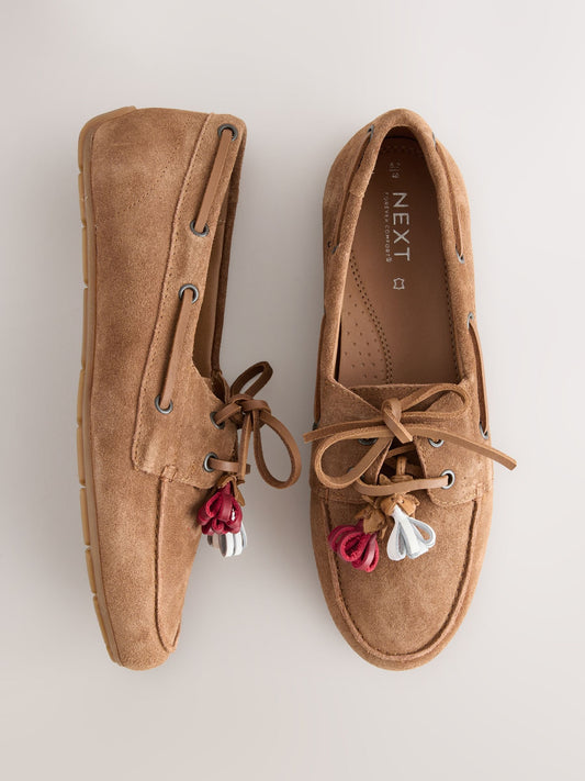 Sand Forever Comfort® Leather Charm Boat Shoes