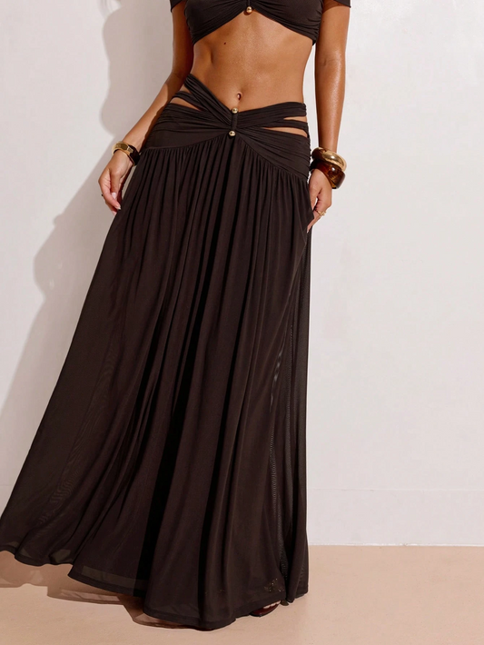 A Line Maxi Skirt With Twist Detail
