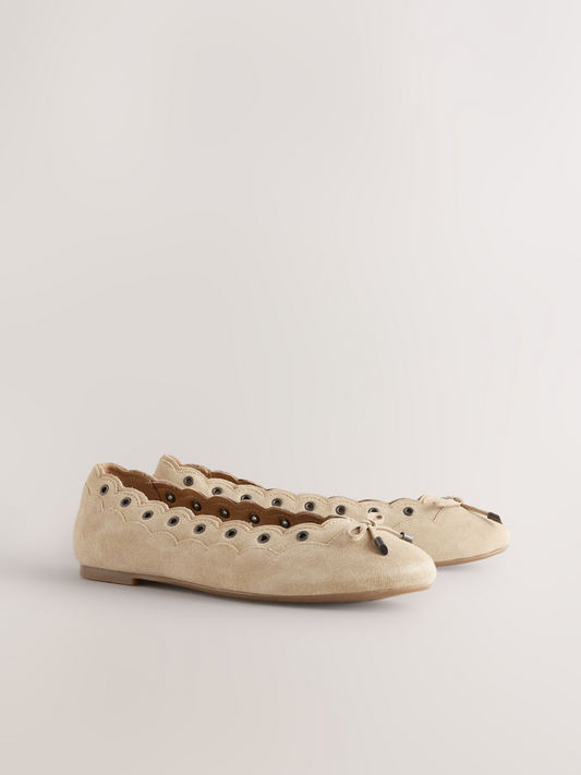 Sand Forever Comfort® Suede Eyelet Ballet Flats