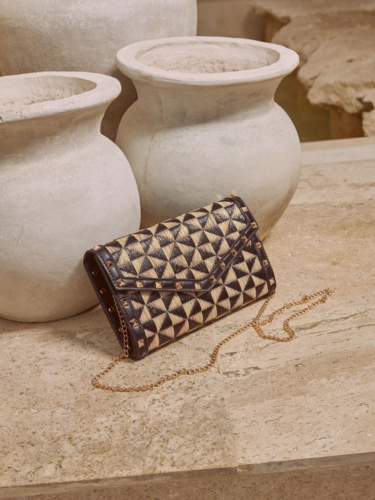 Lipsy Raffia Mono Envelope Clutch Bag