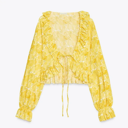 ZARA V-neck ruffle top