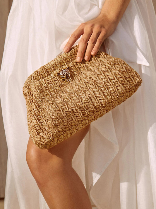 Lipsy Natural Raffia Clutch Bag