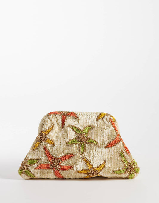 True Decadence embellished starfish pillow clutch in cream