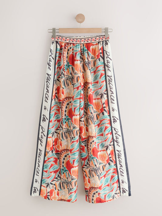 Rust Red Palazzo Wide Leg Trousers