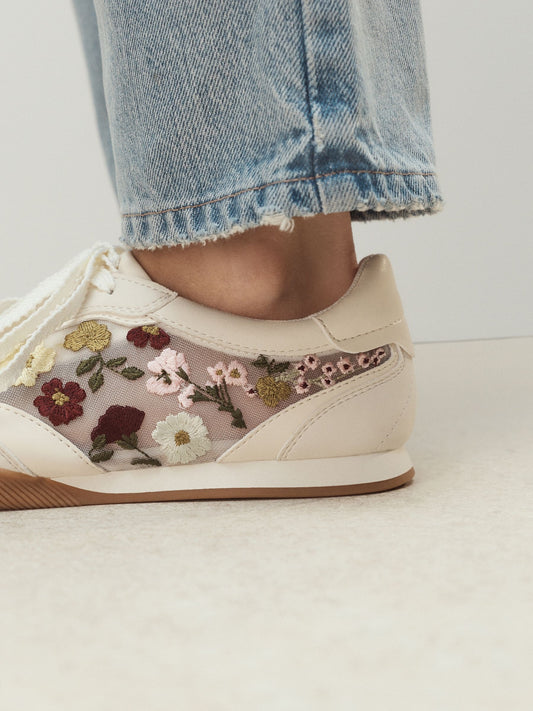 White Floral Forever Comfort® Slim Sole Embroidered Trainers