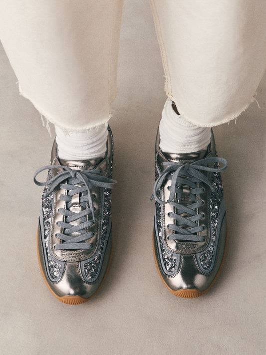 Pewter Forever Comfort® Slim Sole Embroidered Trainers