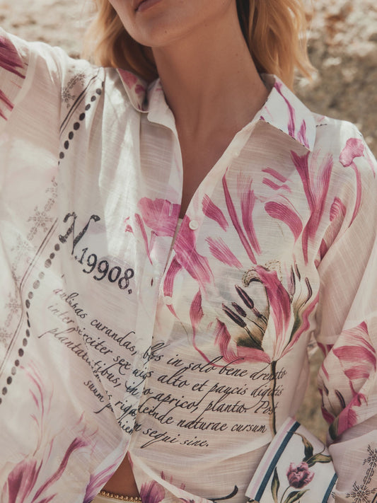 White/Purple cotton Shirt