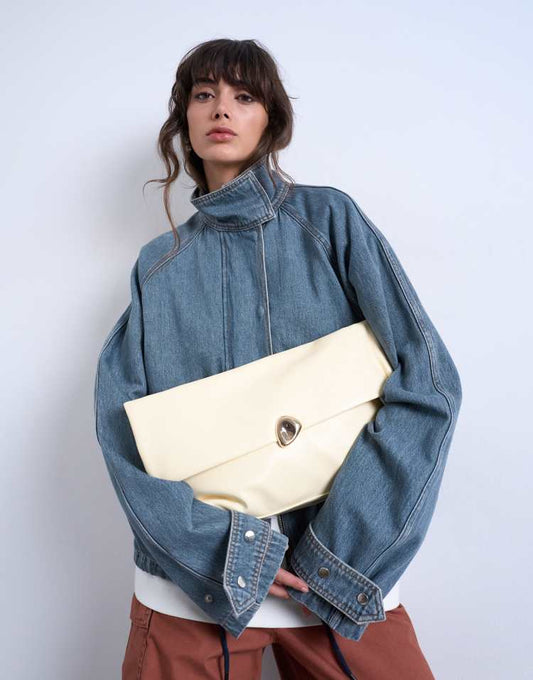 Topshop Gaia folded clutch bag with hardware