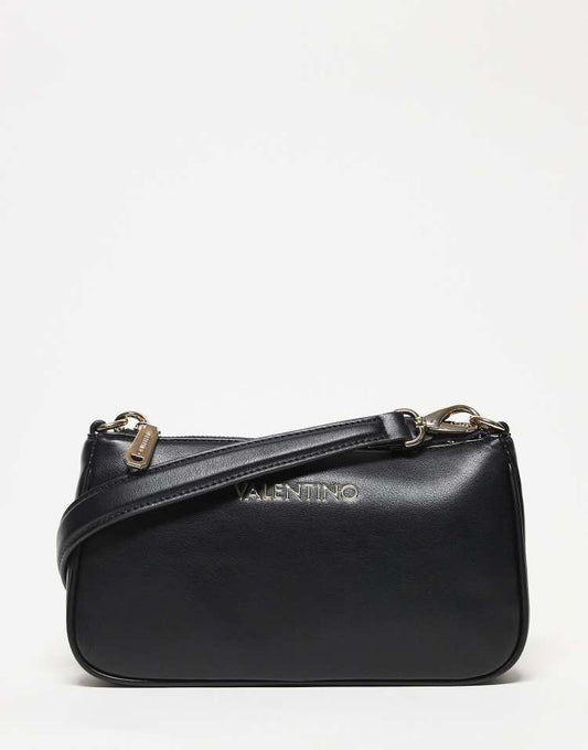 Valentino Clio Re minimal shoulder bag with crossbody strap in black - BLACK