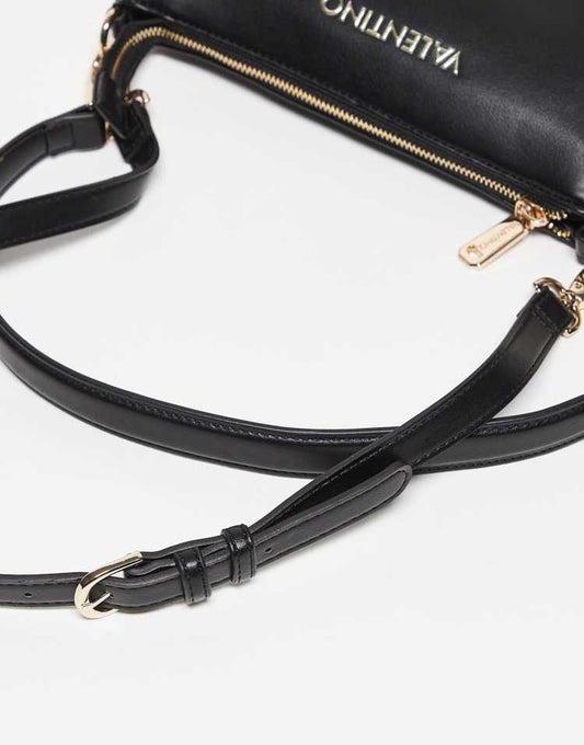 Valentino Clio Re minimal shoulder bag with crossbody strap in black - BLACK