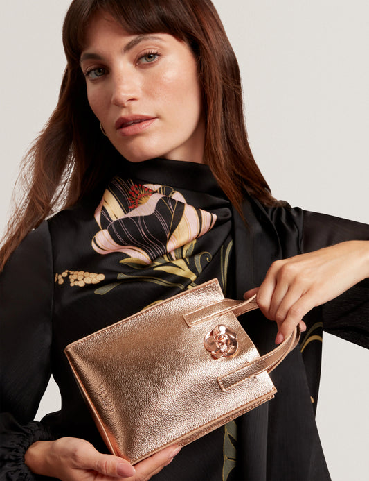 Rosari Rose Detail Mini Metallic Icon Bag Rosegd