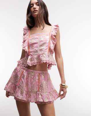 River Island sealife print mini skirt in coral