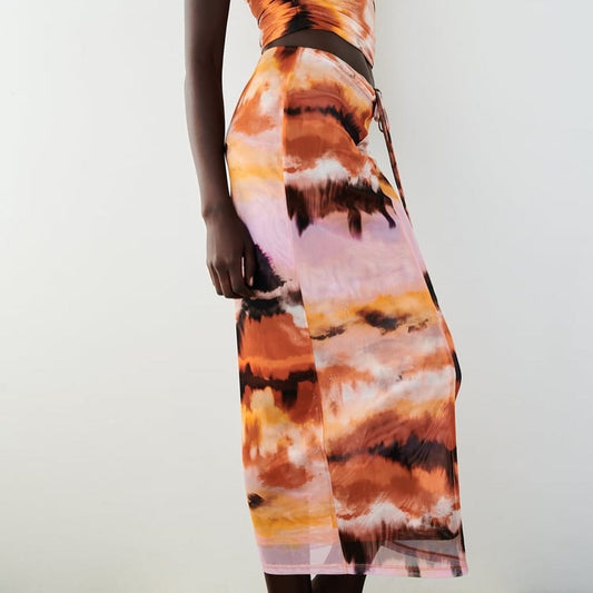 Zara PRINTED TULLE SKIRT