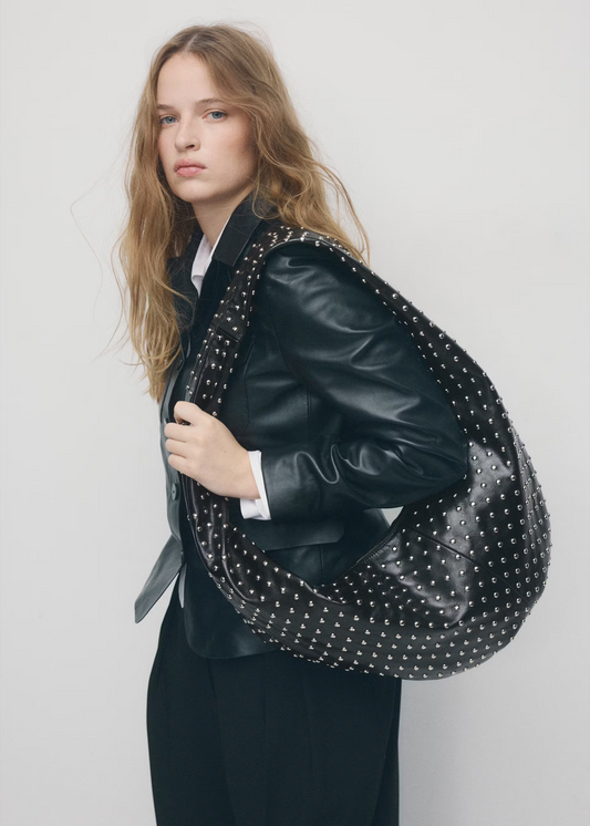 Mango Oval studded shoulder bag