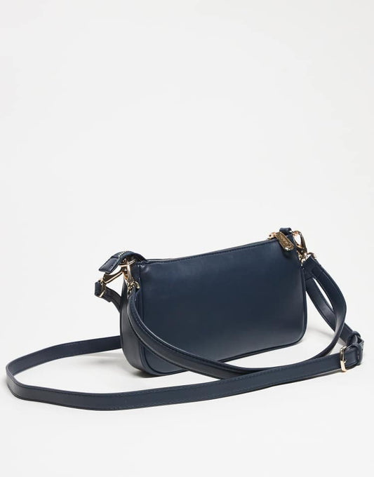 Valentino Clio Re minimal shoulder bag with crossbody strap in midnight blue - MBLUE