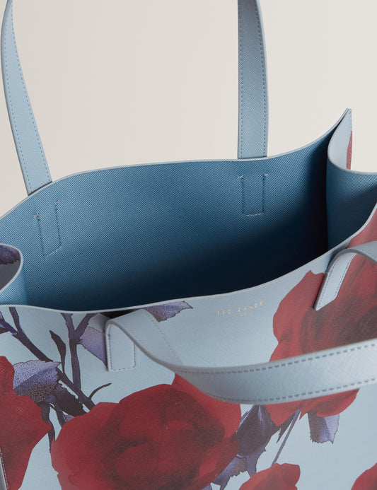 Elyzaa Large Rose Print Icon Bag Mid-Blue