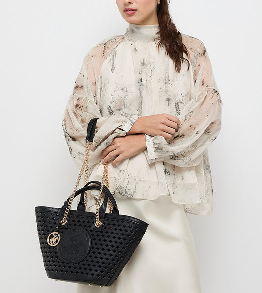 Logo Detail Braided Bucket Bag