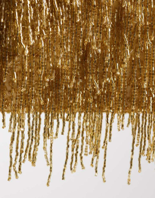 True Decadence tassle embellished envelope clutch bag in gold