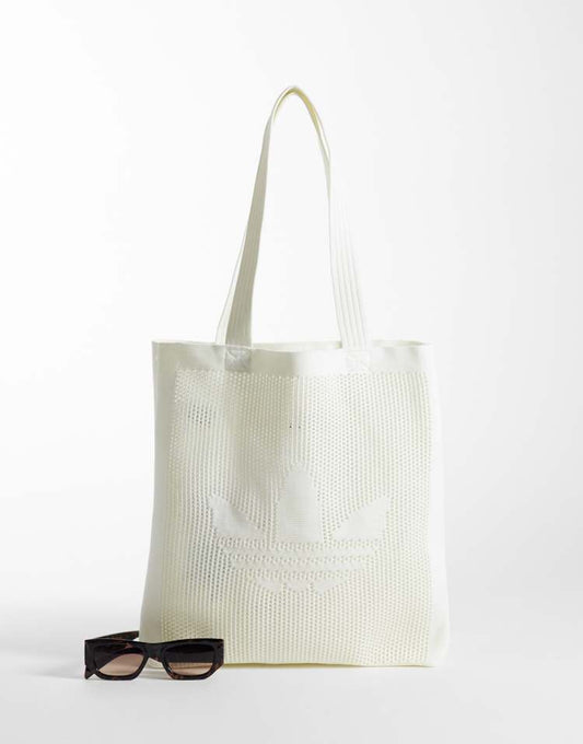 adidas Originals crochet tote bag in off white