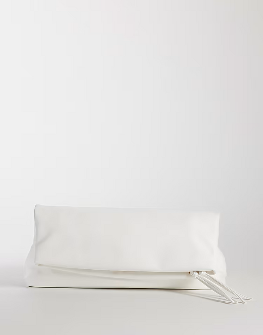 Elongated clutch bag in white
