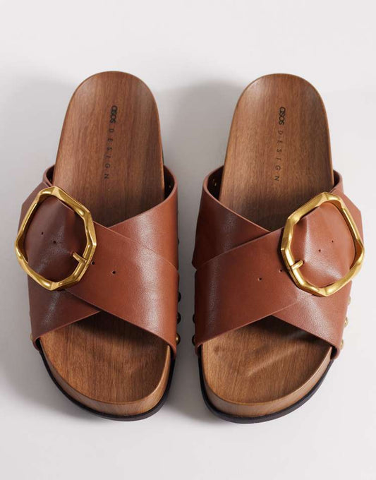 Foster clog mule sandal in tan