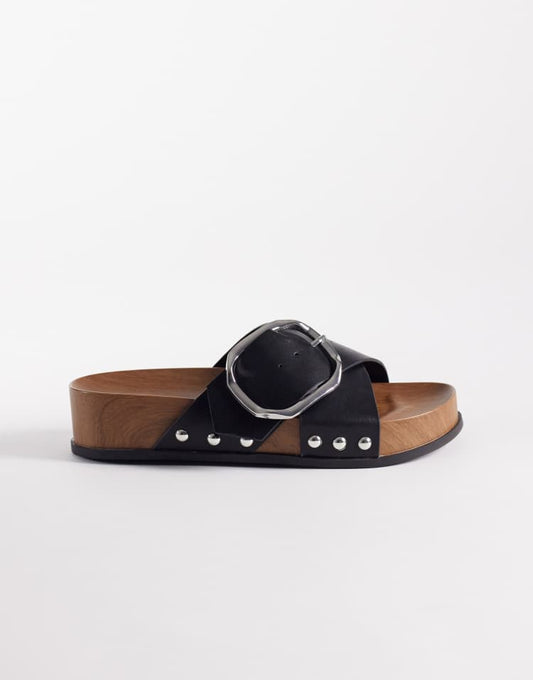 Foster clog mule sandal in black